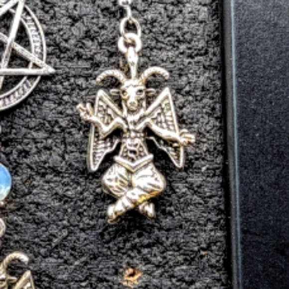 Baphomet Unisex Necklace and Earring Jewelry Set Opalite Stone - Picture 4 of 4